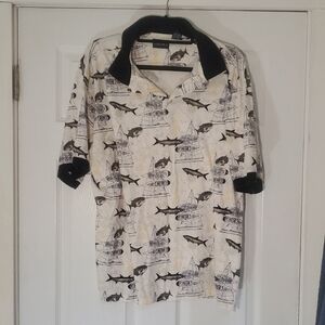 Puritan Navy-Trim Fish Graphic Polo